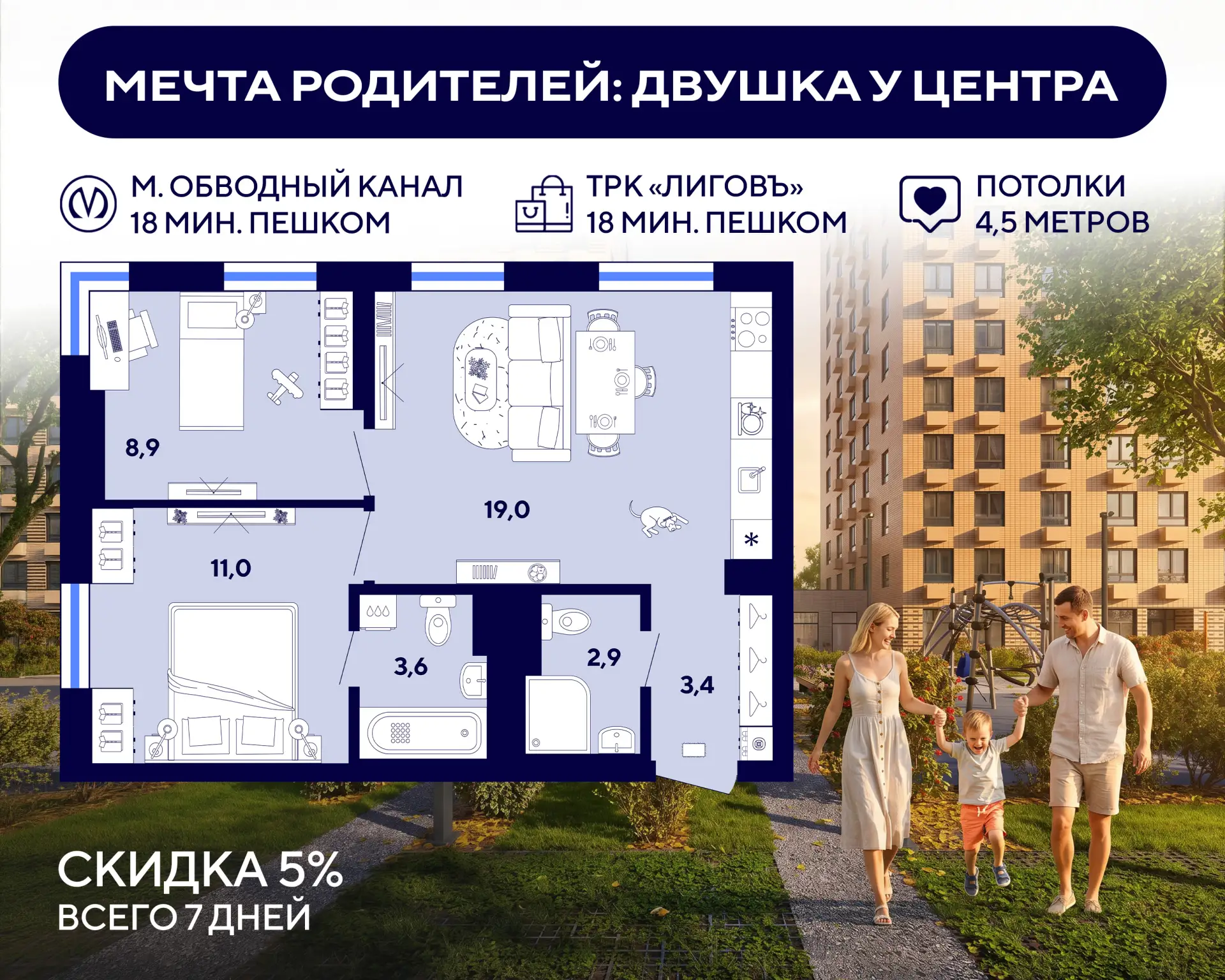 🔥 7 дней до окончания акции: семейная двушка у центра с готовым ремонтом и кухней 19 м² 

#кейс_дня