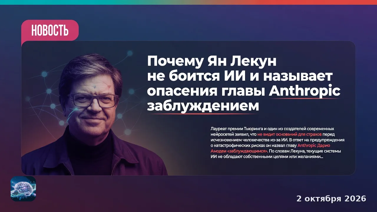 Почему Ян Лекун не боится ИИ и называет опасения главы Anthropic заблуждением