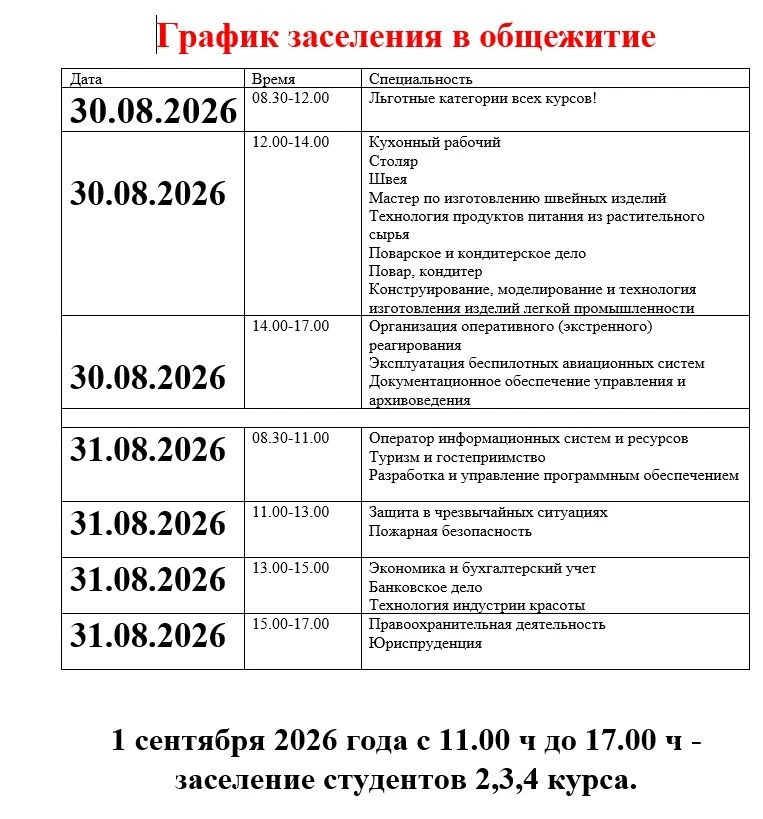 ЗАСЕЛЕНИЕ В ОБЩЕЖИТИЕ
