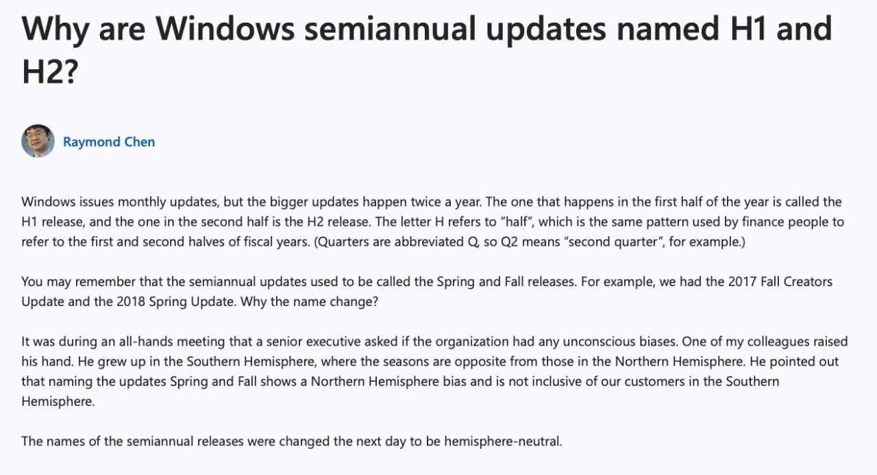 •  Вот вам немного занимательного оффтопа: Рэймонд Чен, инженер‑ветеран Microsoft, более трёх десяти