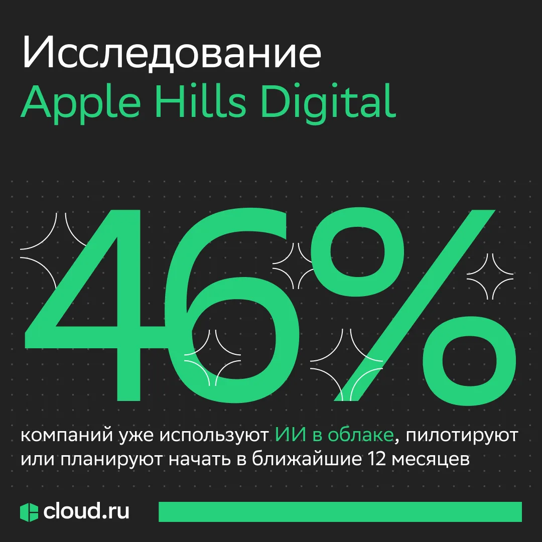 Каждая четвертая компания
уже использует ИИ в облаке 💚

А еще 18% планируют начать в ближайшие 12 м