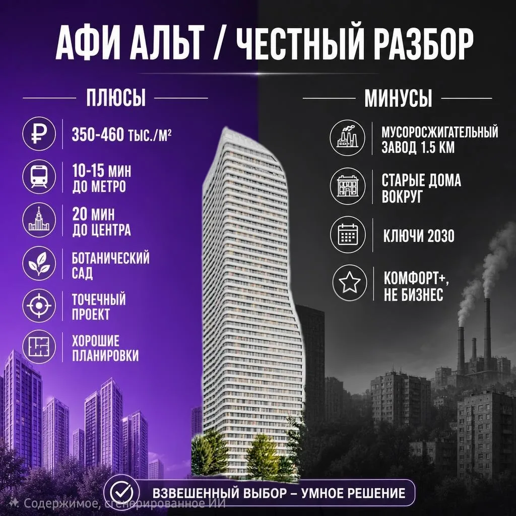 СТАРТ ПРОДАЖ ЖК «Афи Альт» — ЧЕСТНОЕ МНЕНИЕ

Предстарт. Старт — осенью. 7 башен до 54 этажей. Точечн