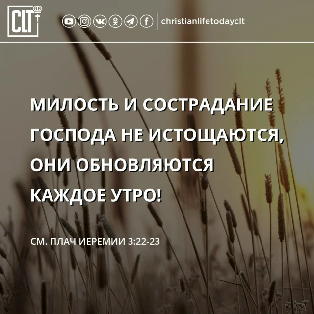 Божья милость не исчезает, она обновляется каждое утро! Пусть твое сердце всегда уповае...