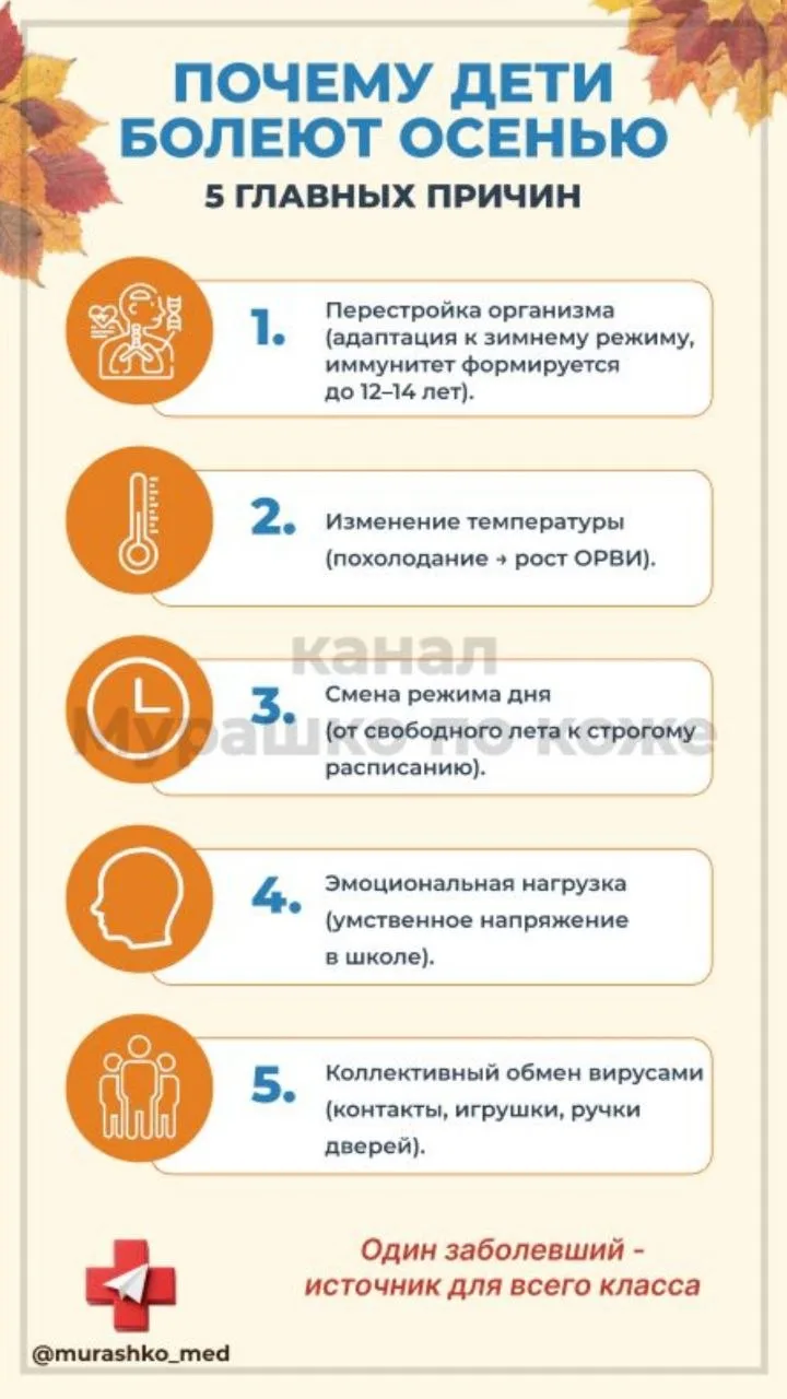 Осень, школа и простуды: 5 главных правил, которые уберегут ребенка от болезней