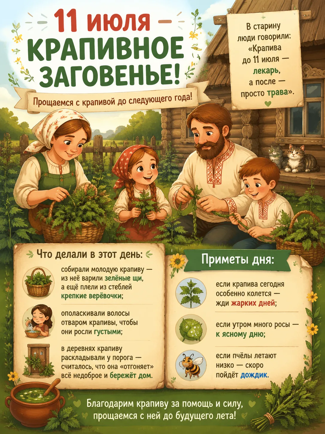 🎉 11 июля — Крапивное заговенье! 🎉

Знаете, мы так часто крутимся в делах, что забываем про эти ми