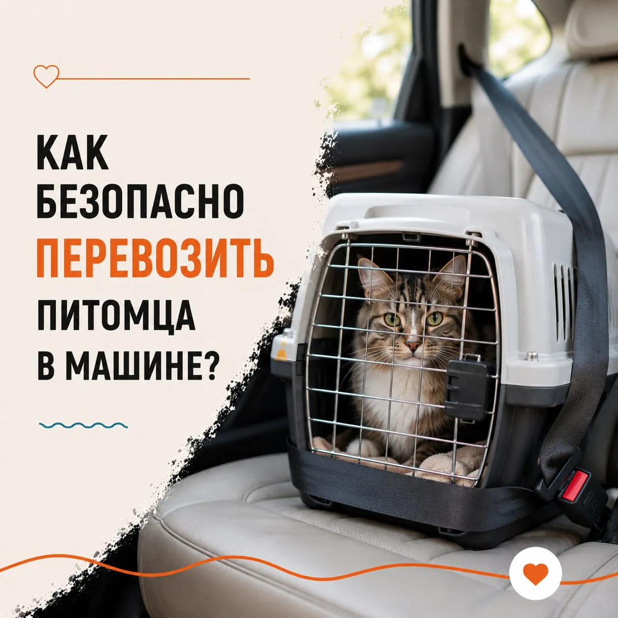 🚗 Как безопасно перевозить питомца в машине?