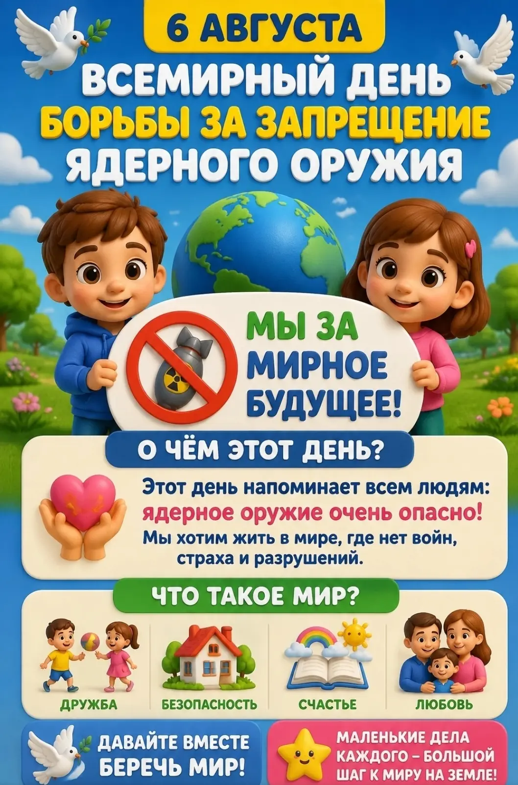 ✅6 августа во всём мире отмечают особенный день — Всемирный день борьбы за запрещение я...