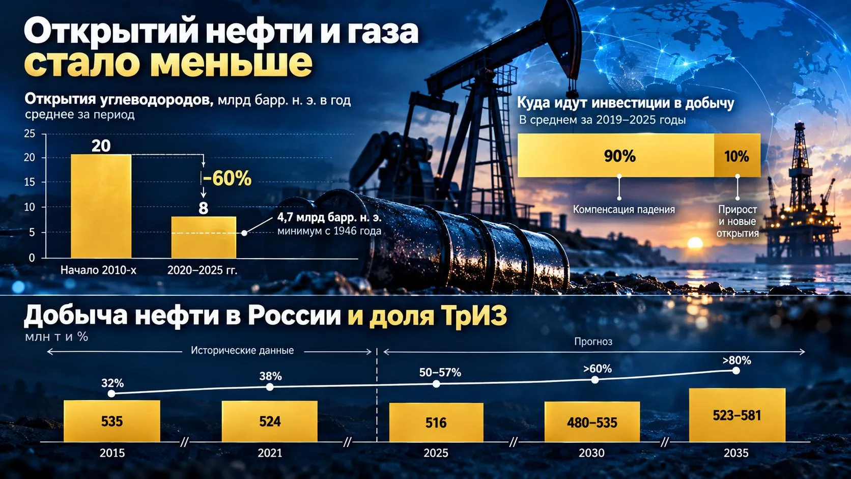 💬 Обозрение: в 2025 году в мире открыли всего 19 крупных нефтегазовых месторождений. Э...
