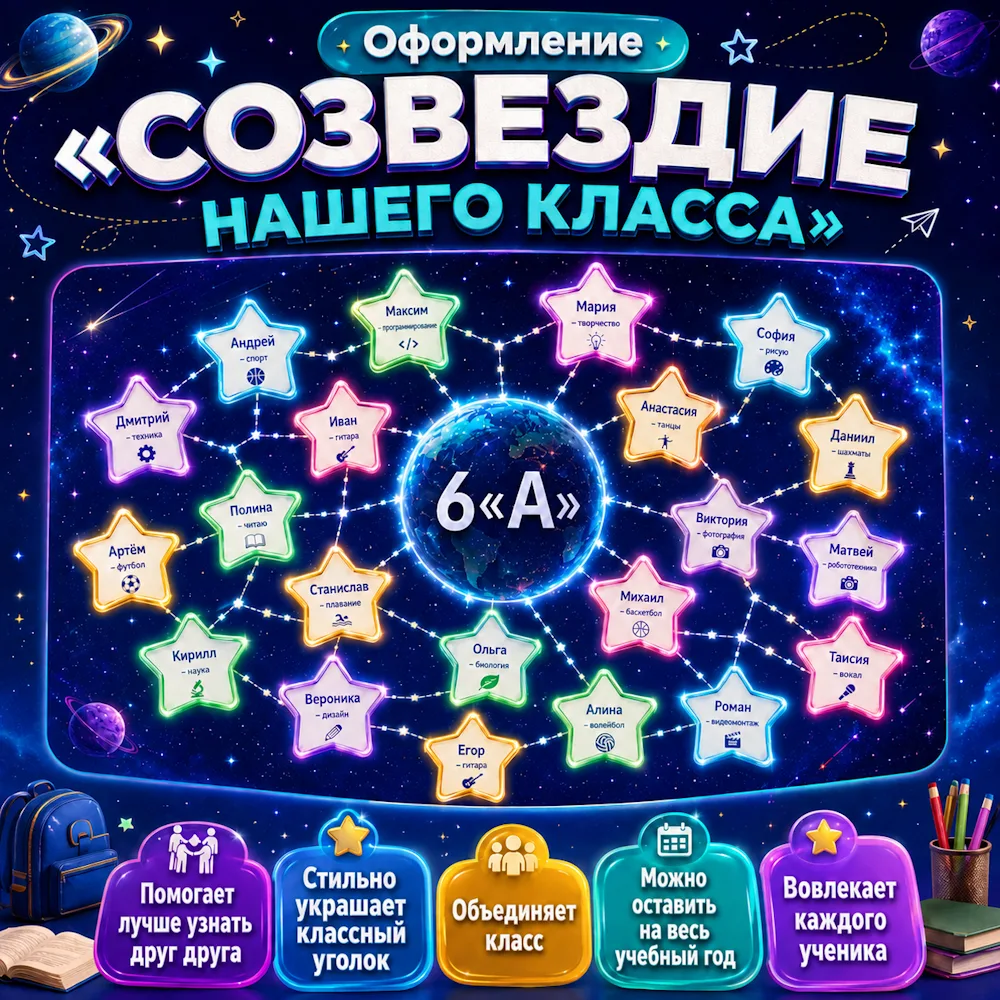 🌟 «Созвездие нашего класса» — оформление, которое точно заметят.