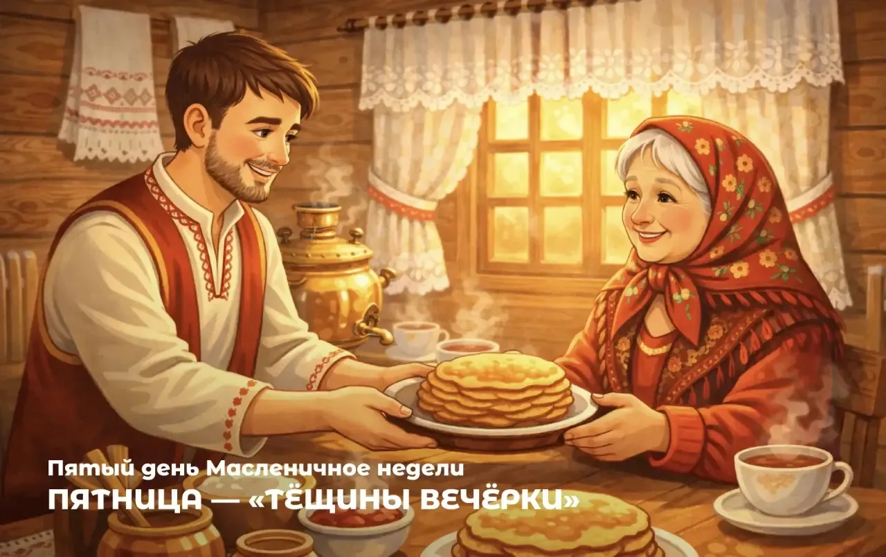 🥞 В пятый день Масленичной недели — «Тёщины вечерки» — зять приглашал тёщу к себе в го...