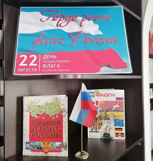 📚🇷🇺 Книжная выставка ко Дню Государственного флага Российской Федерации оформлена в ...