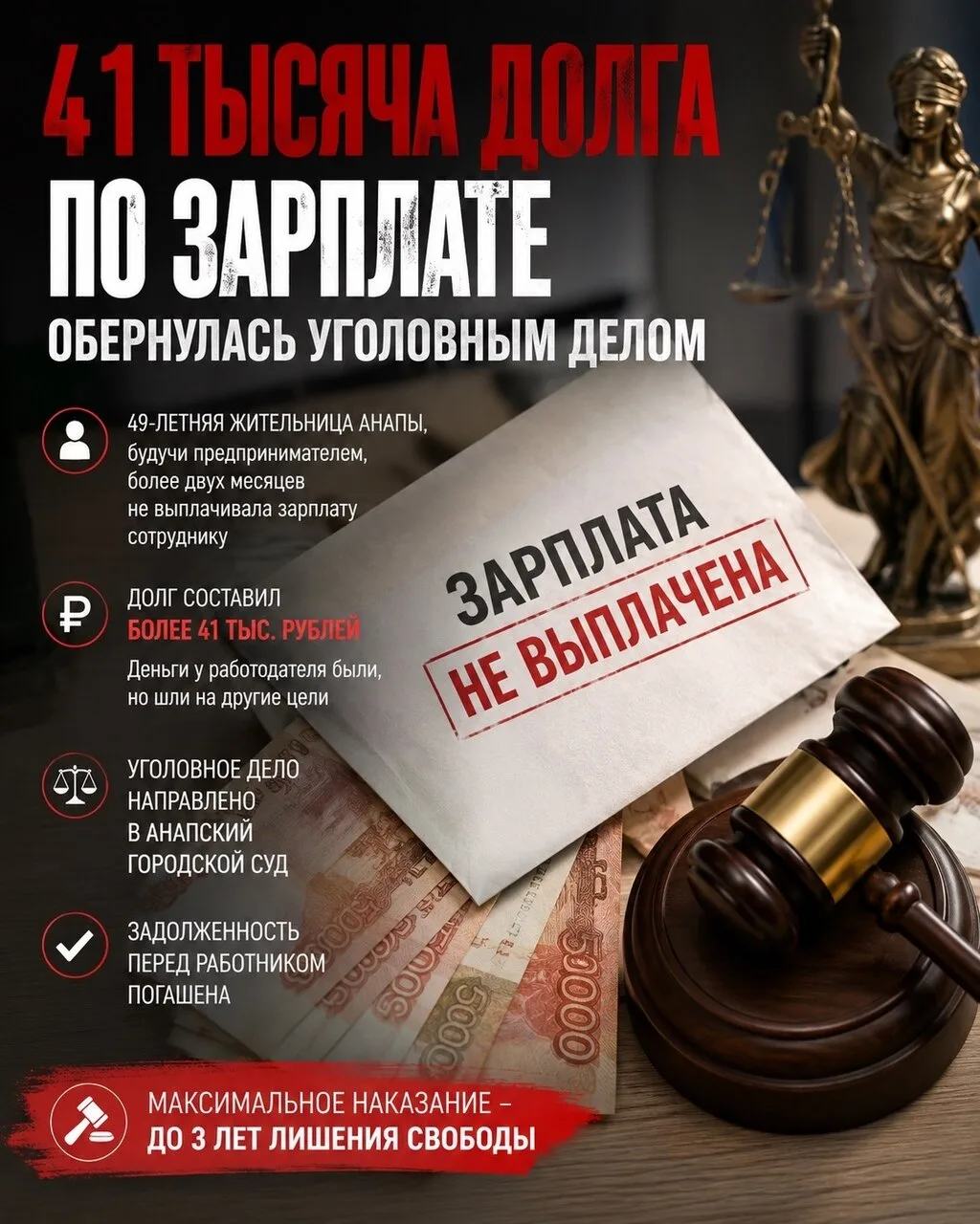 ⚡ 41 ТЫСЯЧА ДОЛГА ПО ЗАРПЛАТЕ ОБЕРНУЛАСЬ УГОЛОВНЫМ ДЕЛОМ