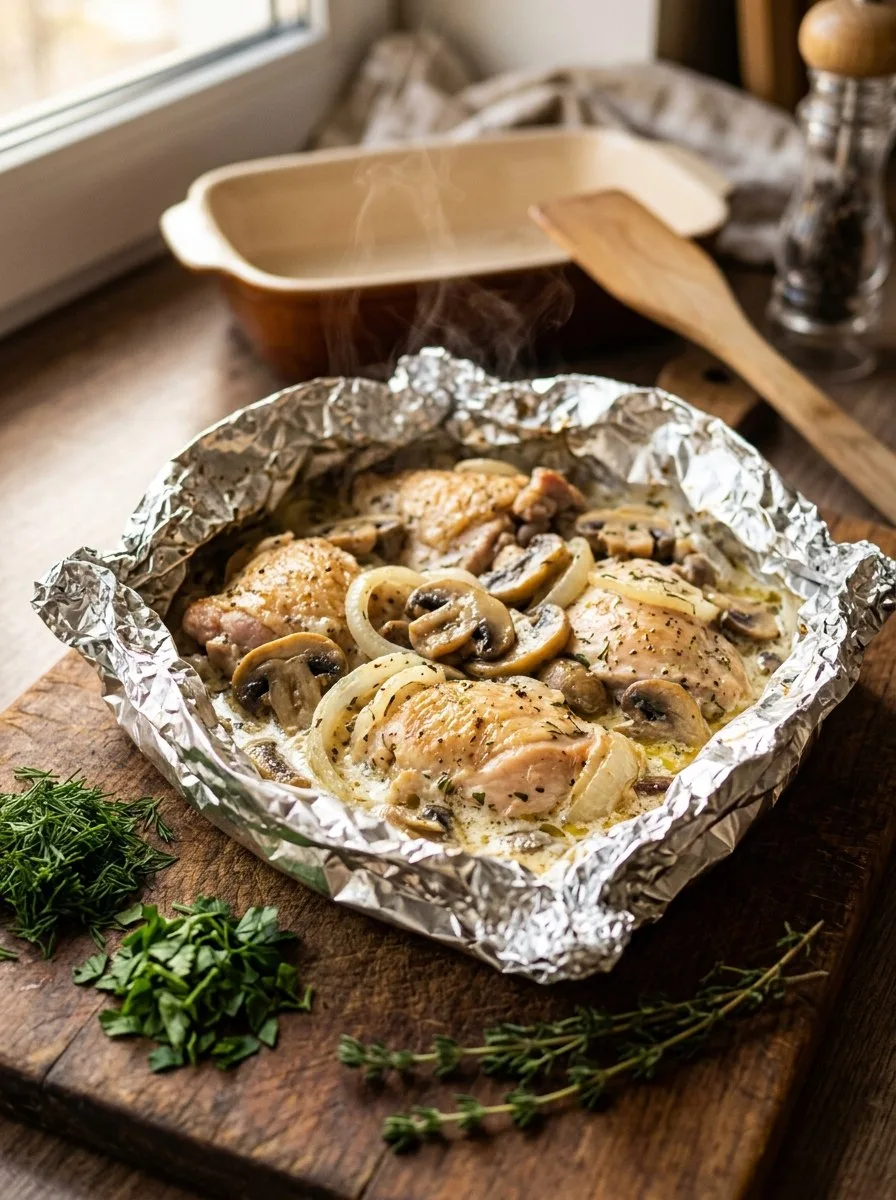 🍗 Куриное филе с грибами, запечённое в фольге — идеальный вариант для обеда! 🥗