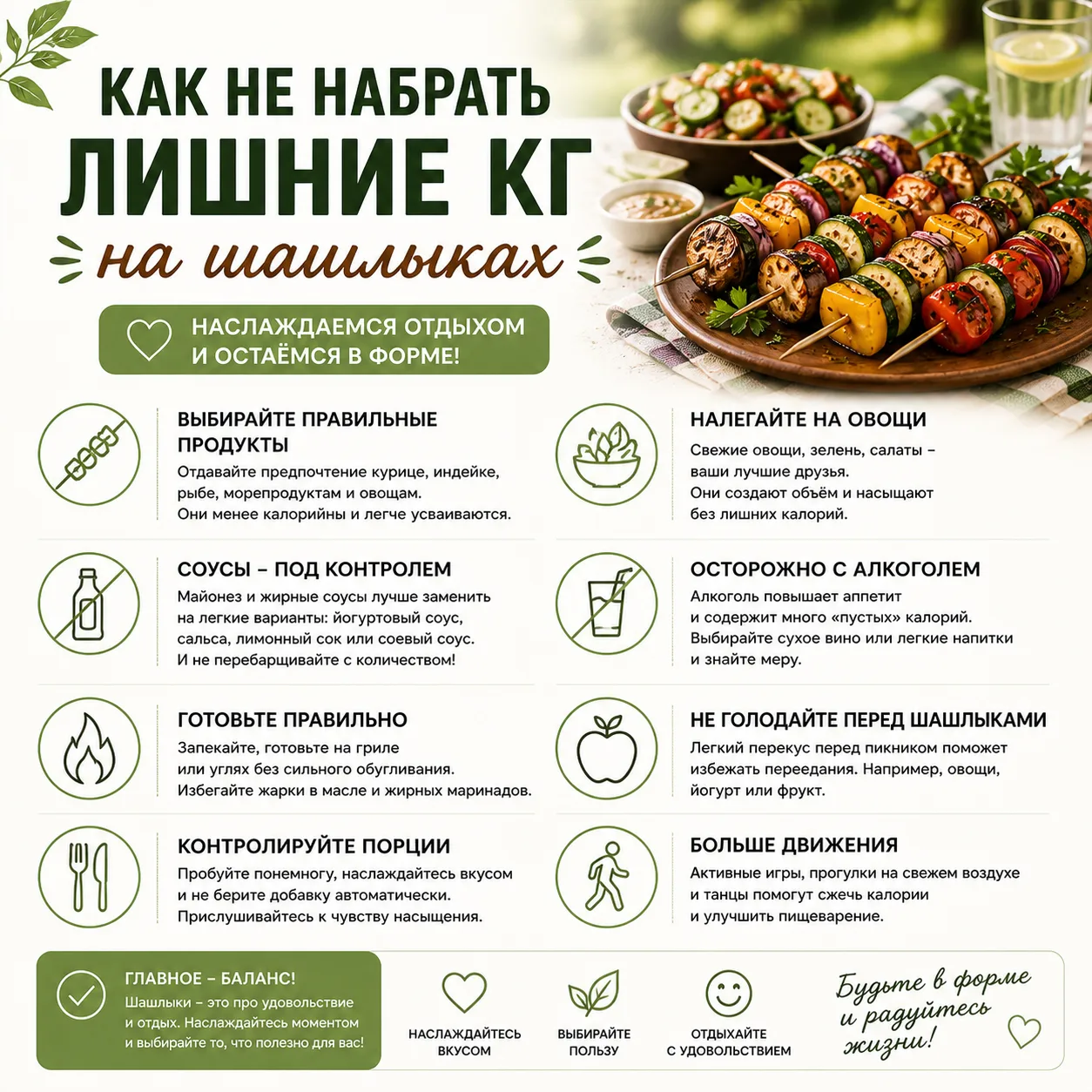 Как не набрать лишние кг на шашлыках?