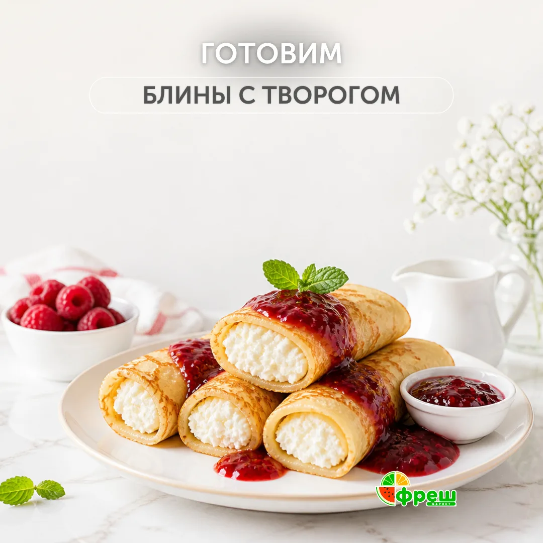 🥞 Блины с творогом — любимая классика домашнего завтрака. Нежная начинка, тонкие румян...
