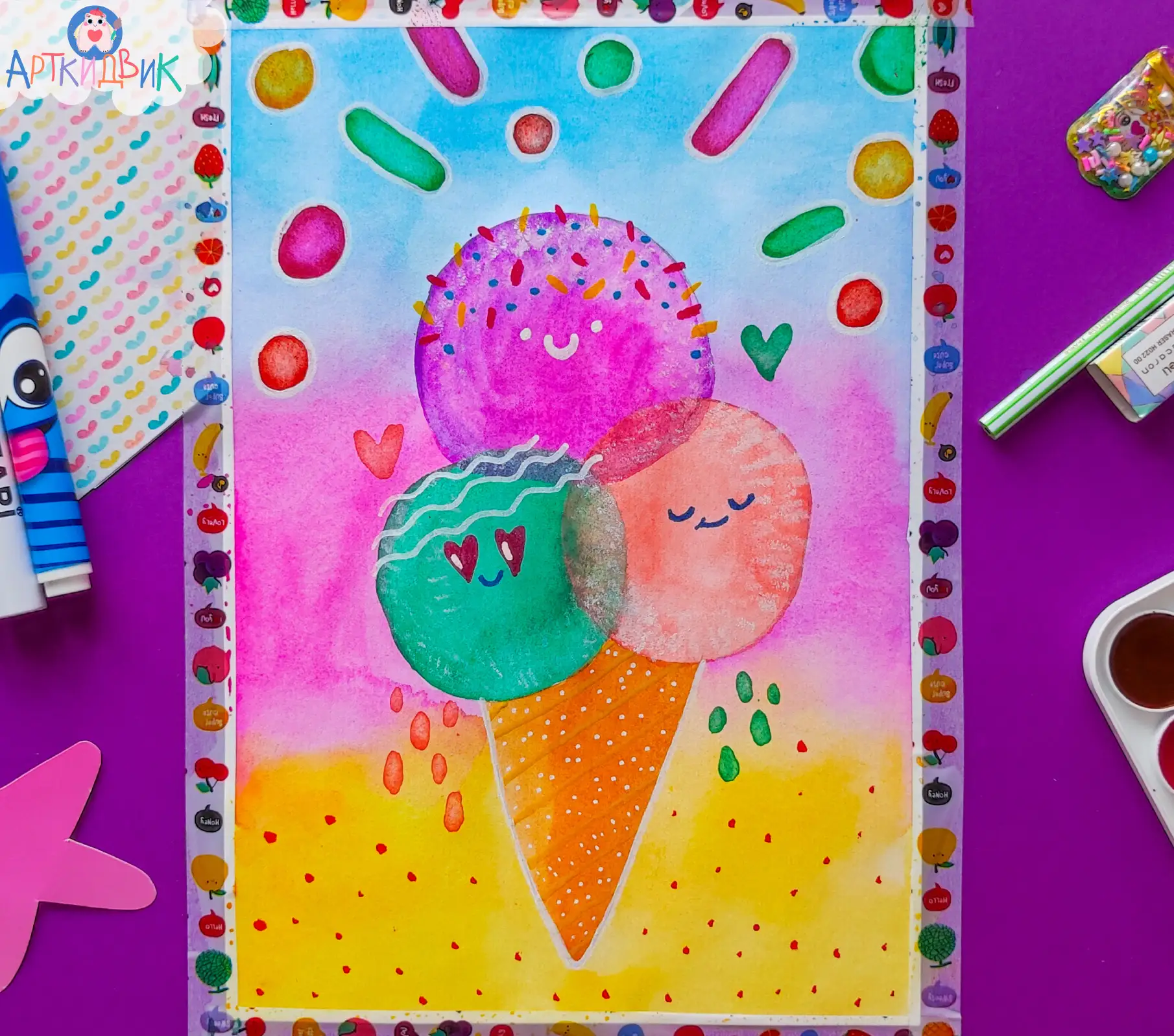 НОВЫЙ УРОК "Яркое мороженое"! 🍧
