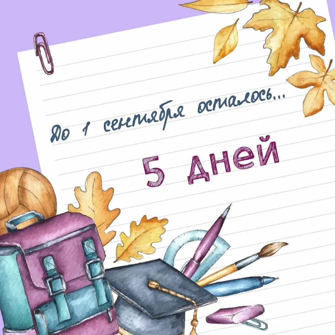 До 1 сентября остается  5 дней
