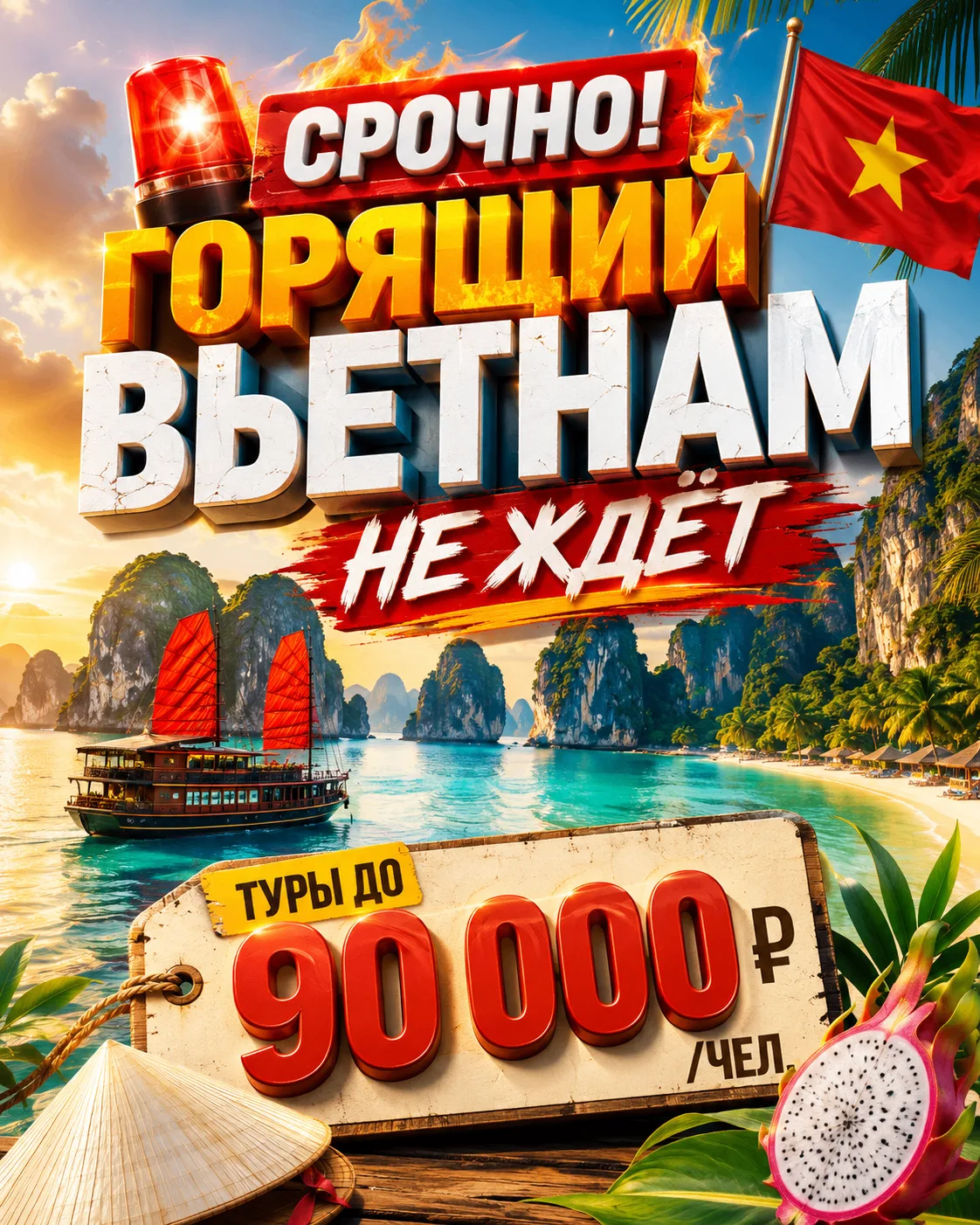 🔥 СРОЧНО! ГОРЯЩИЙ ВЬЕТНАМ НЕ ЖДЁТ — ТУРЫ ДО 90 000 ₽/ЧЕЛ. 🇻🇳