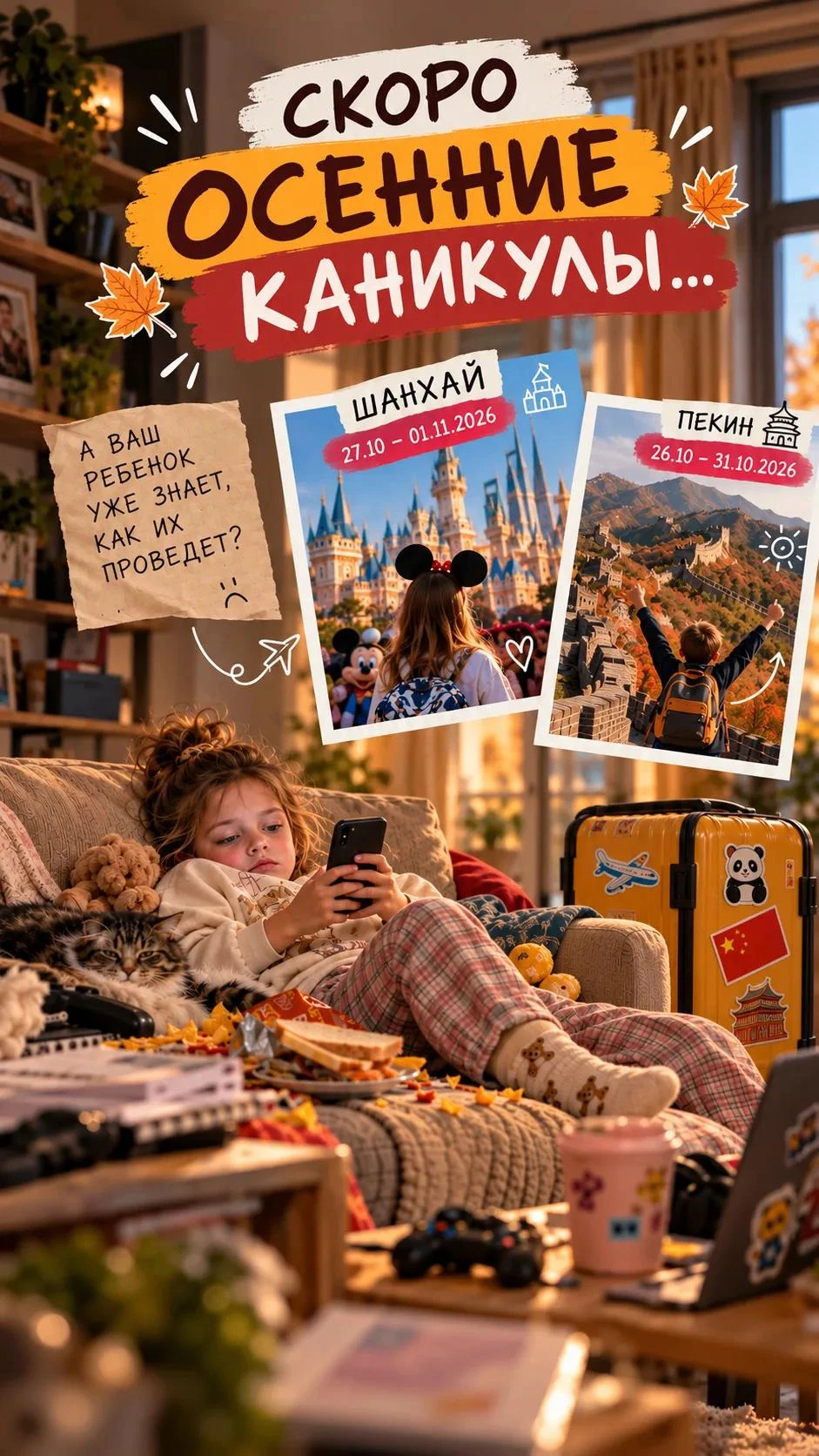 🆘 Боль родителей: скоро осенние каникулы!