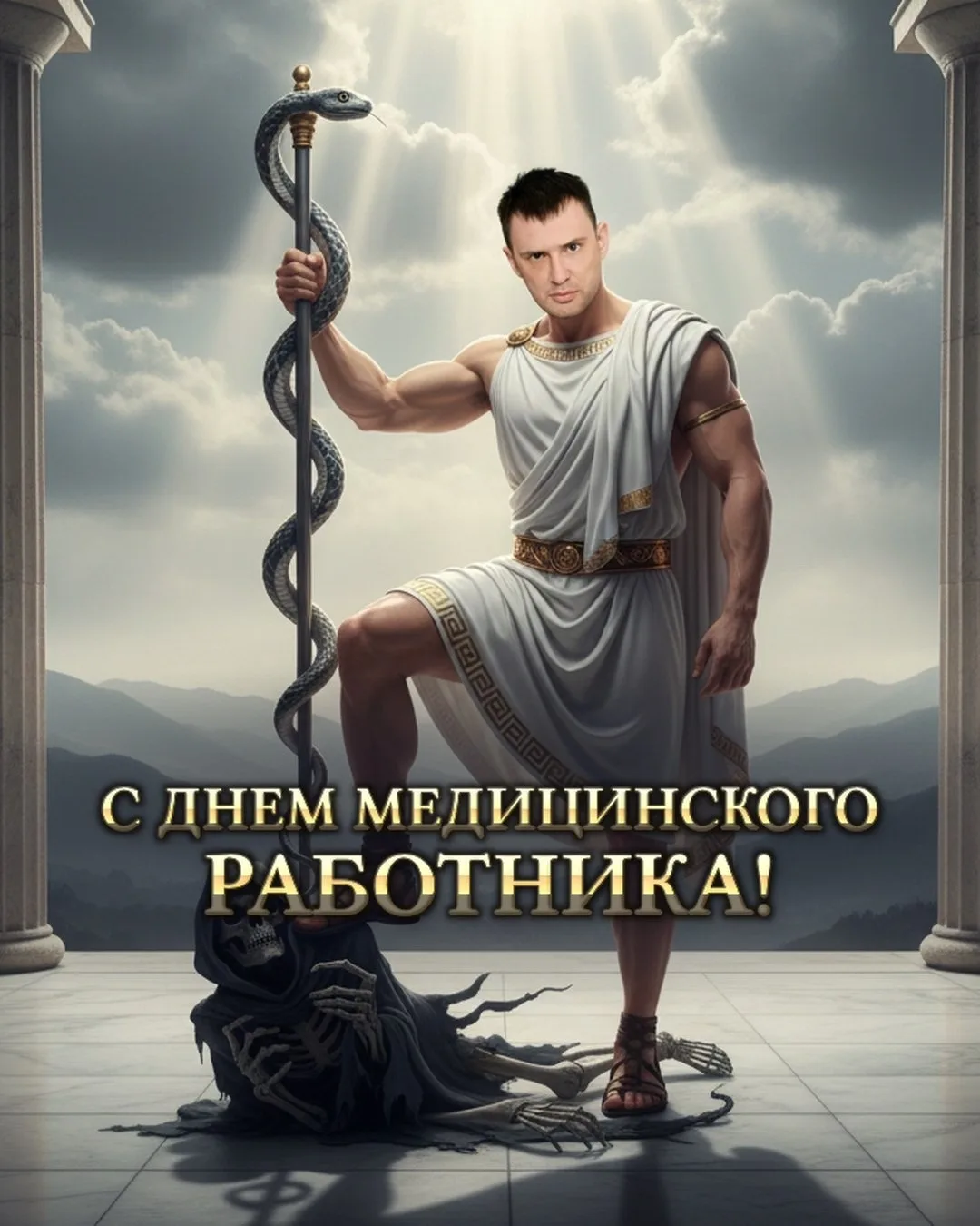 Сегодня День медицинского работника. Поздравляю всех, кто стоит на страже здоровья.

Змея вокруг чаш