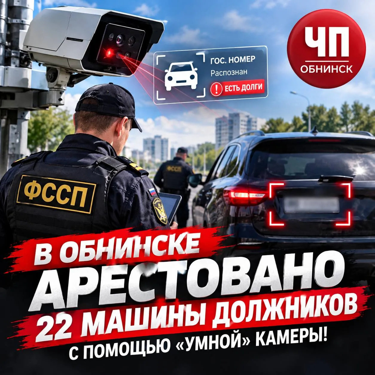 В Обнинске арестовали 22 машины должников с помощью «умной» камеры!