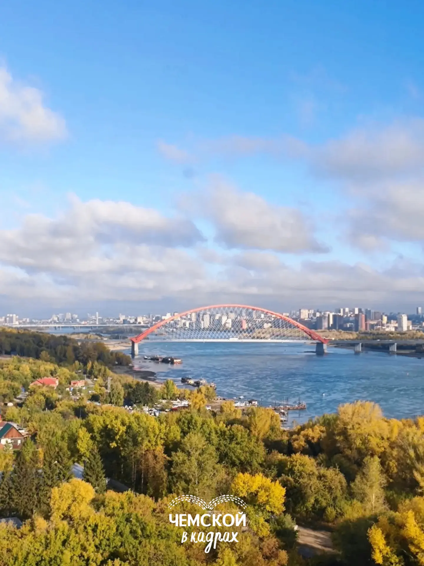 Кажется, осень решила показать Чемской во всей красе. Золотые деревья внизу, синяя Обь,...