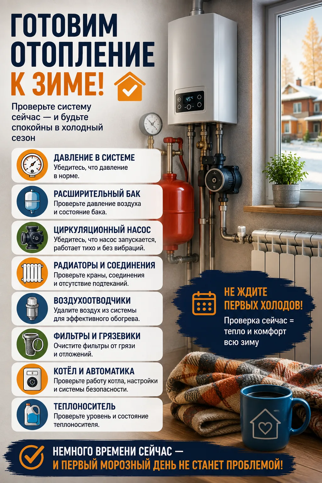 🔥 Дом готов к зиме? Самое время проверить отопление