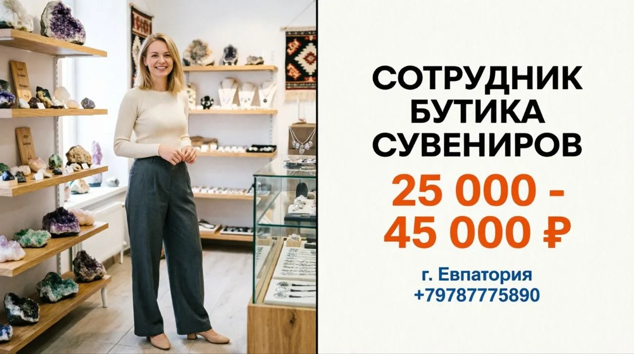 СОТРУДНИК БУТИКА СУВЕНИРОВ | 25 000 – 45 000 ₽