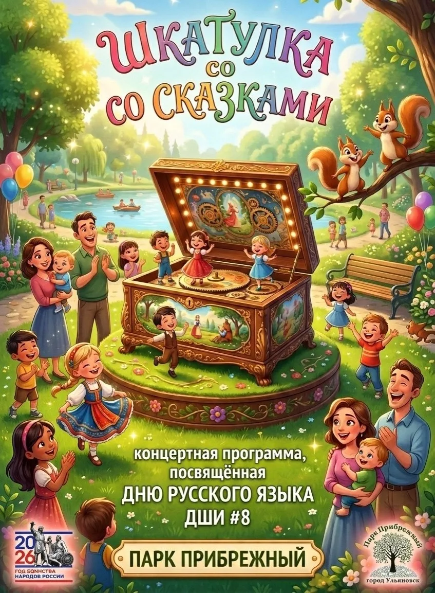 🎭 В Парке Прибрежном состоится концертная программа «Шкатулка со сказками», посвящённая Дню русског