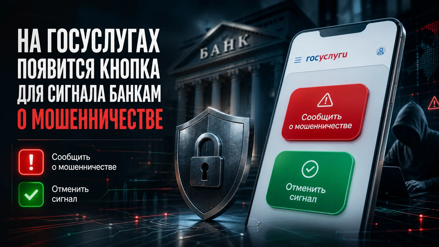 🔴 На Госуслугах появится кнопка для сигнала банкам о мошенничестве