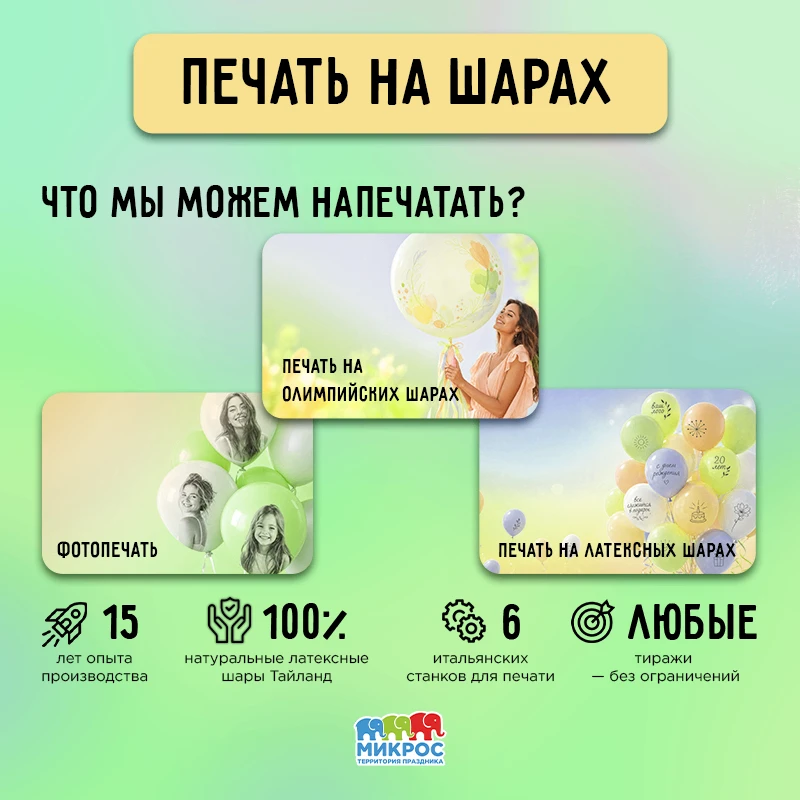 Печать на воздушных шарах – это ваша эффективная реклама и инструмент привлечения клиентов. Микрос п