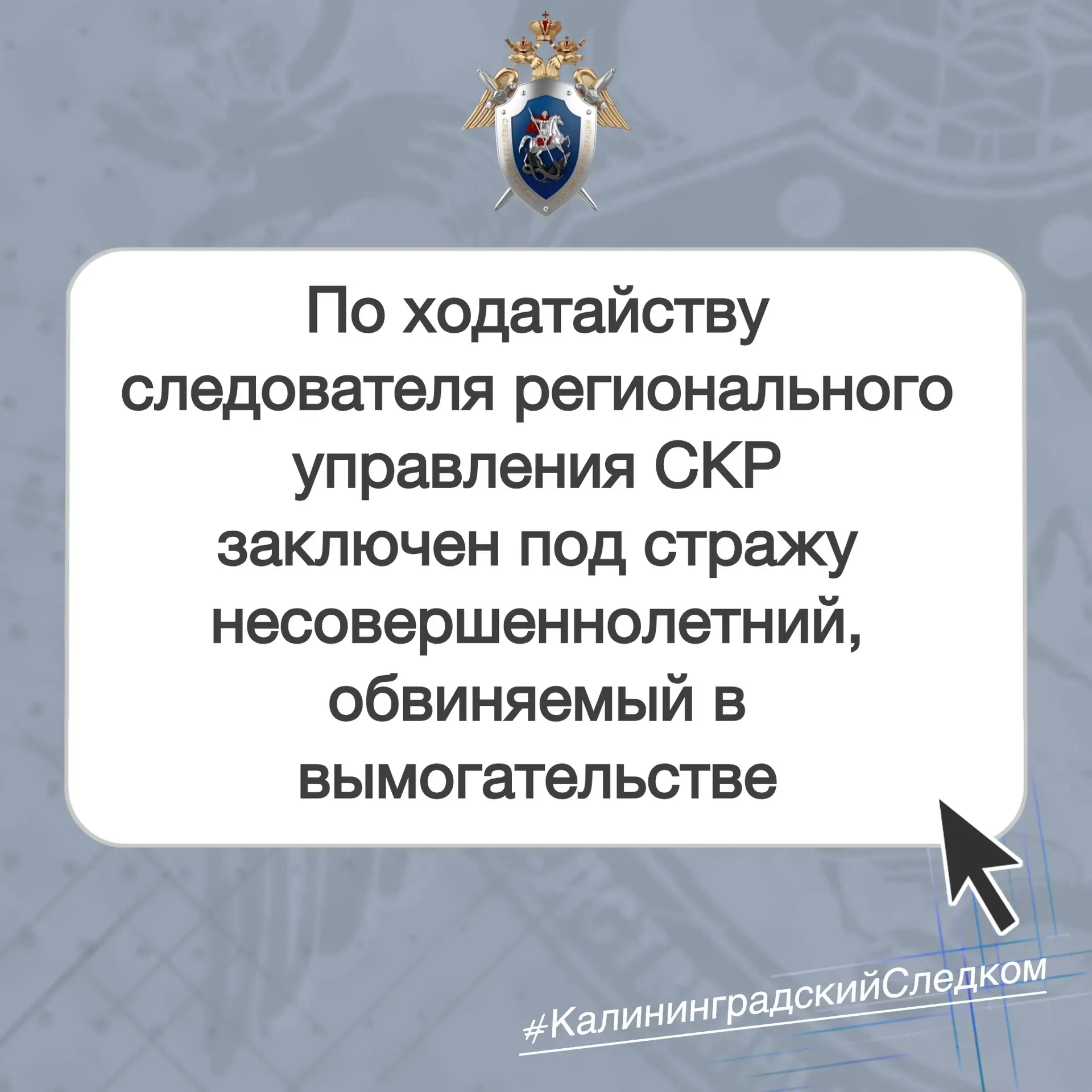 📃 В Калининграде по ходатайству следователя СУ СК России по Калининградской области вз...