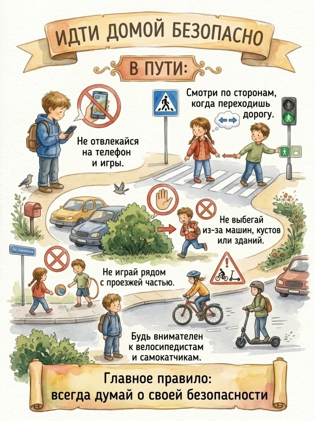 🚦 «Безопасный маршрут»: Подлопатинская школа напоминает о ПДД
