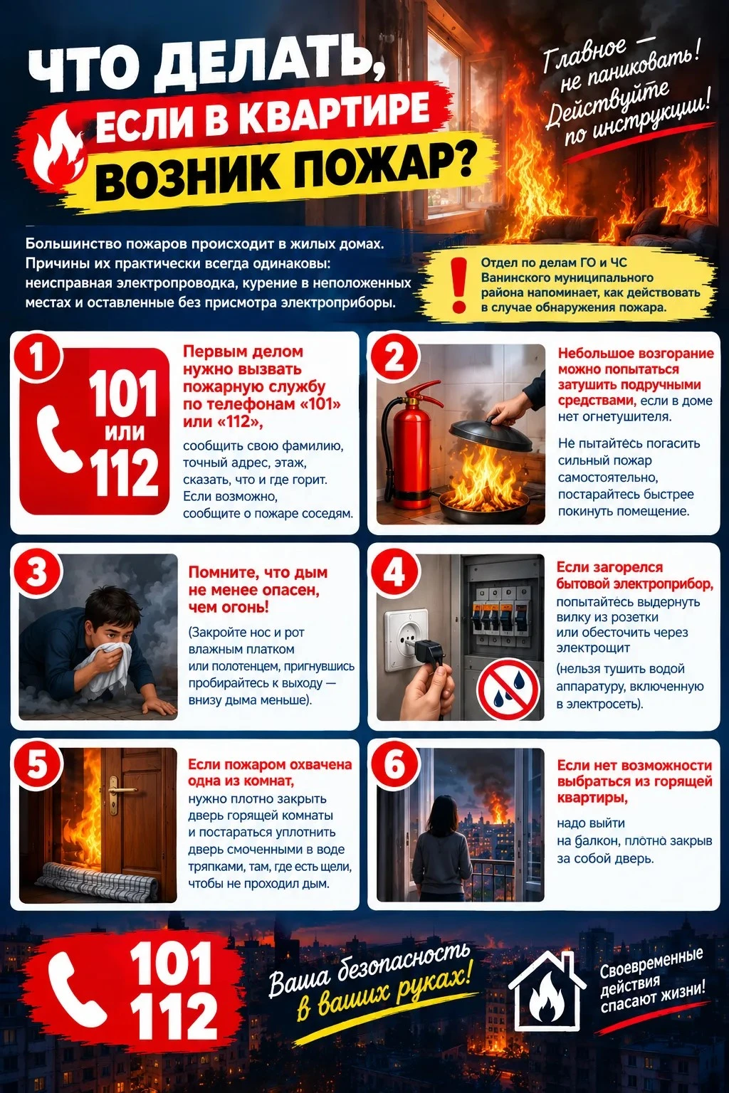 🔥 Что делать, если в квартире возник пожар
