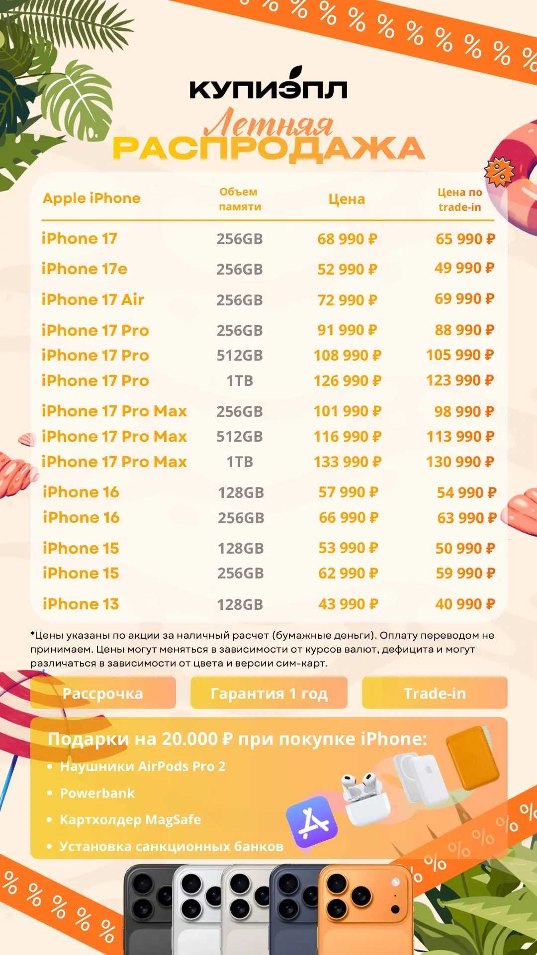 📱 Актуальный прайс на новую технику