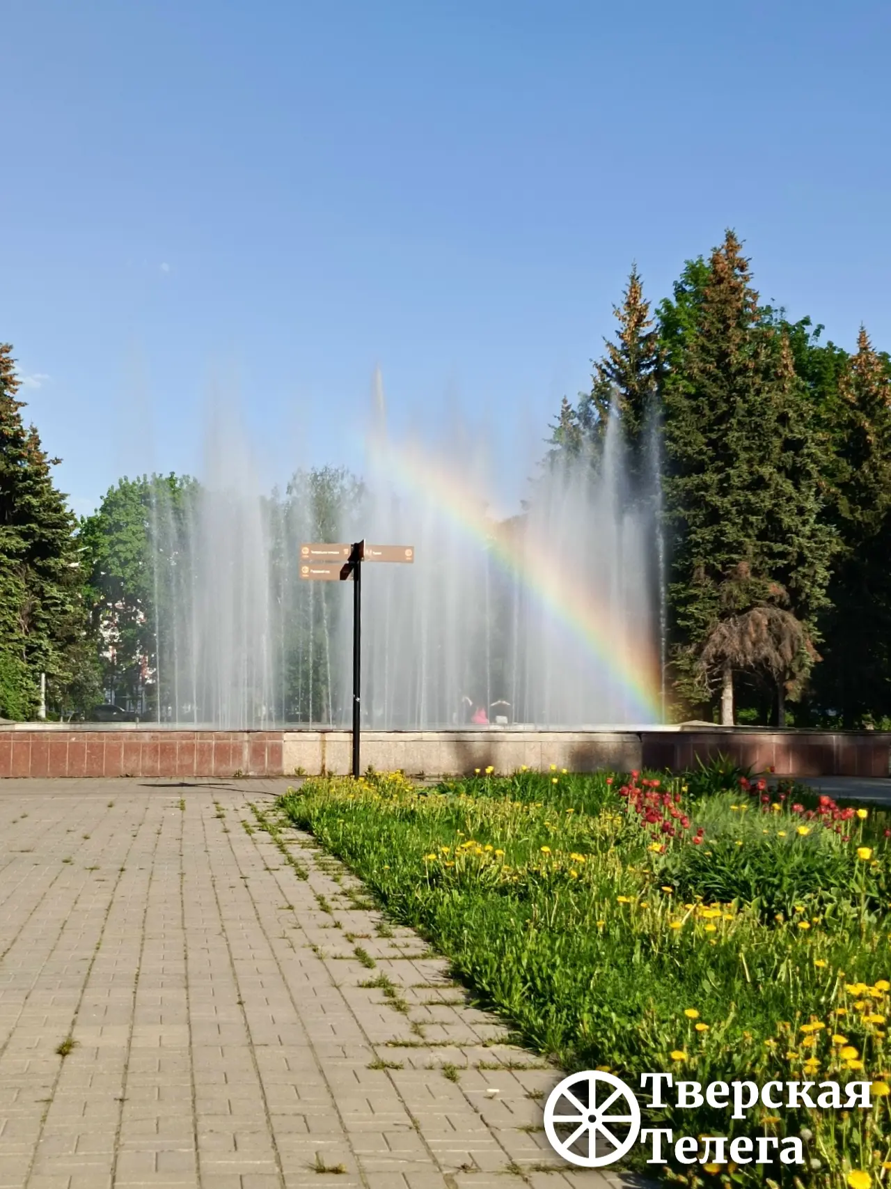 🌈 В Твери генерируют радугу  А если серьёзно — фонтан на Тверской площади в ясную погоду регулярно п