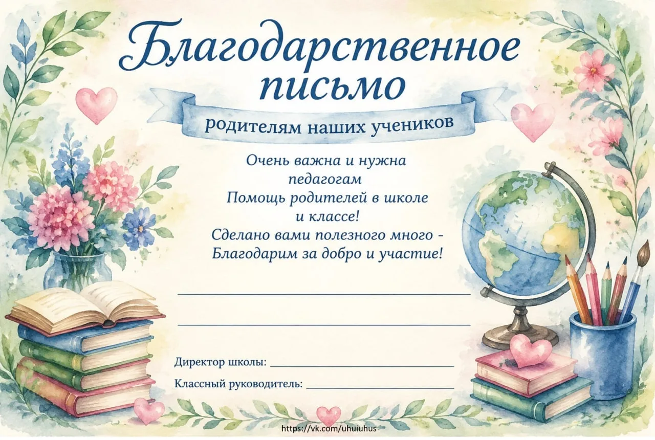 Благодарственные письма родителям
Горизонтальный формат

Спасибо Автору за занимательный материал ❤️