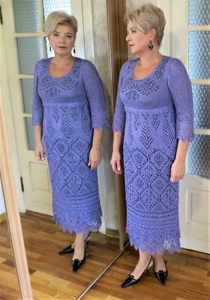 👗Ажурное платье спицами "Ангел" в технике шетландского кружева.