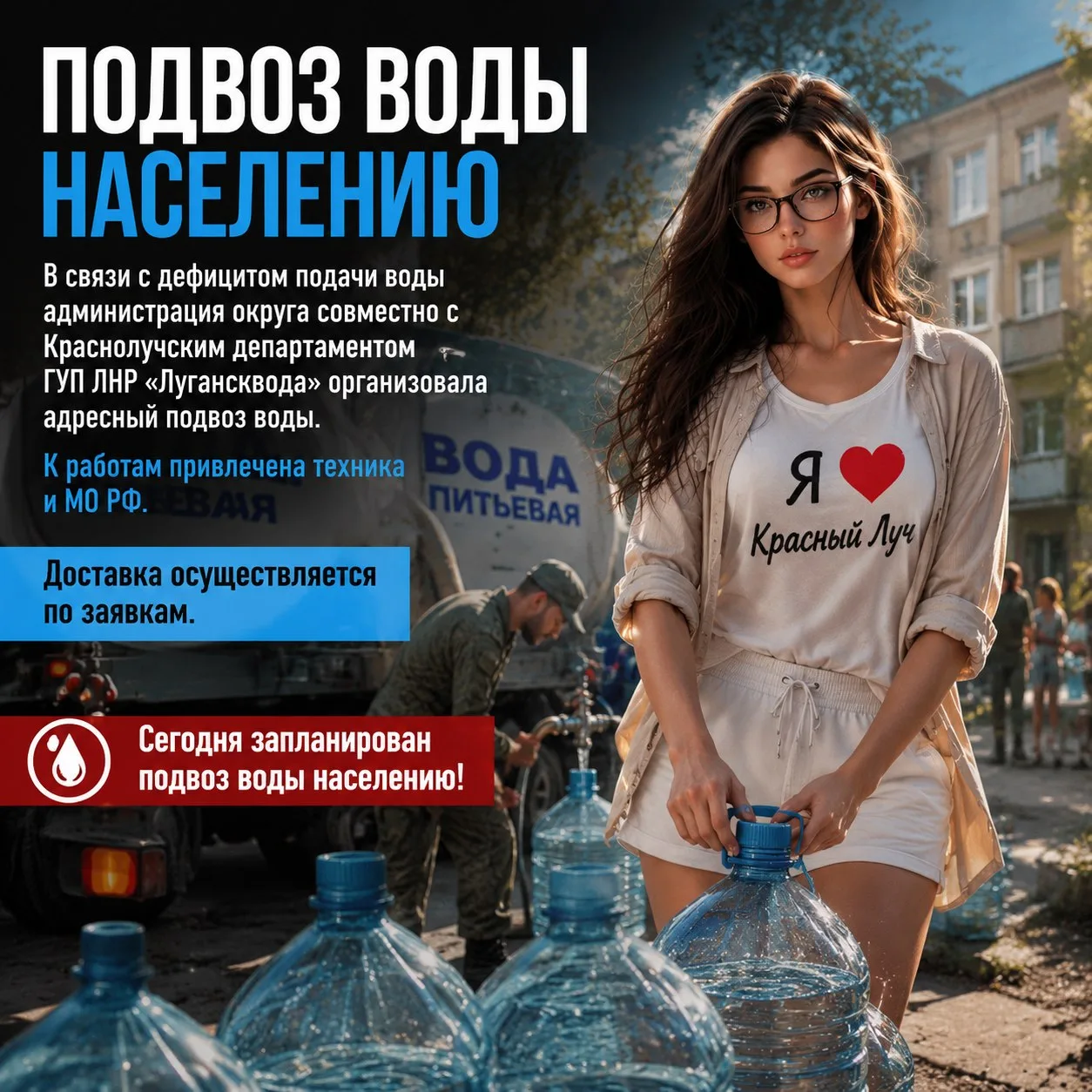 В связи с недостаточной подачей воды Администрация Краснолучского городского округа совместно с Крас