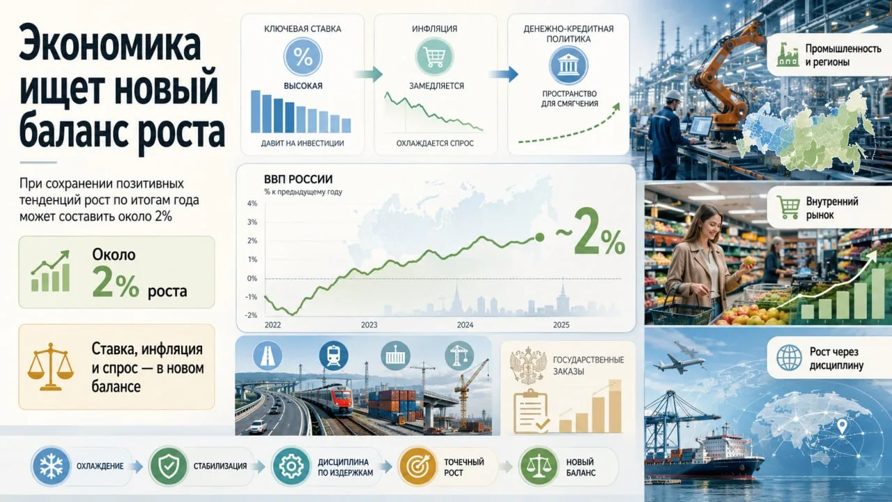 Экономика России по итогам года может вырасти примерно на 2%, если сохранятся текущие позитивные тен