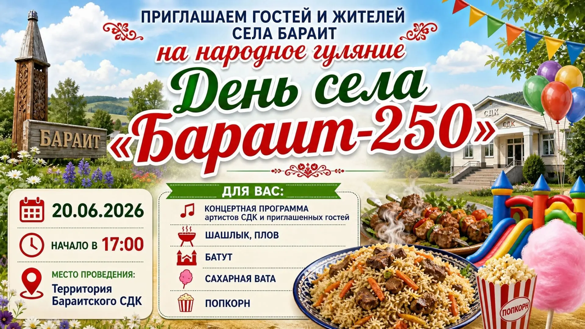 Уже завтра! 
Юбилейный день села в Бараите

#Афиша
