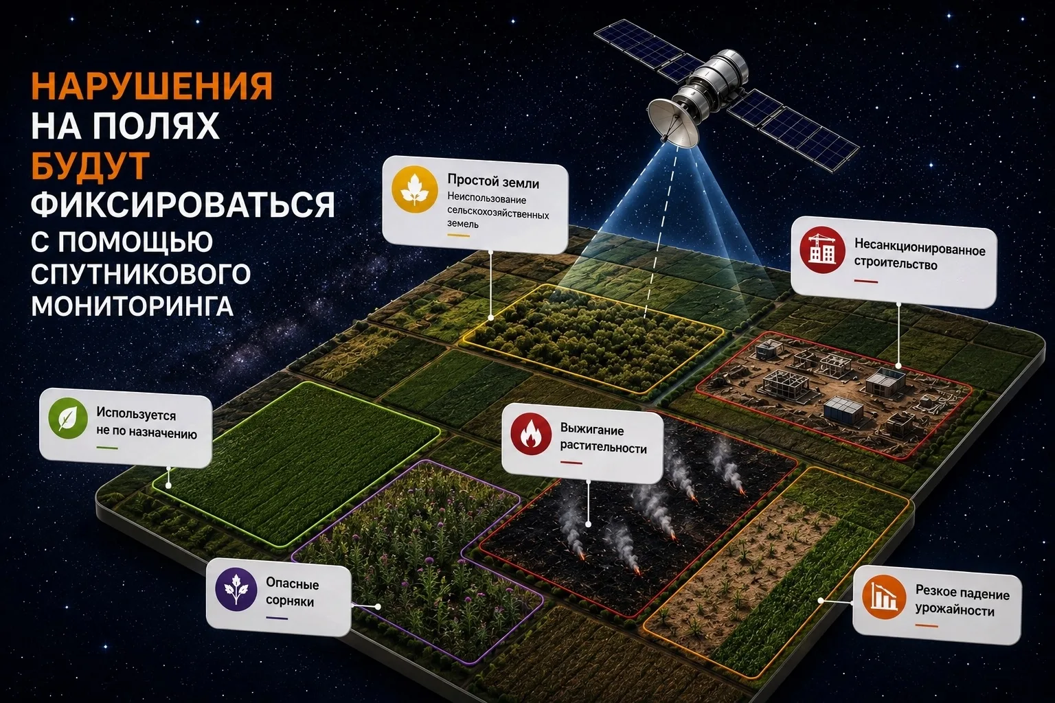 🛰 Простой пашни и снижение урожайности будут выявлять с помощью спутникового мониторинга!