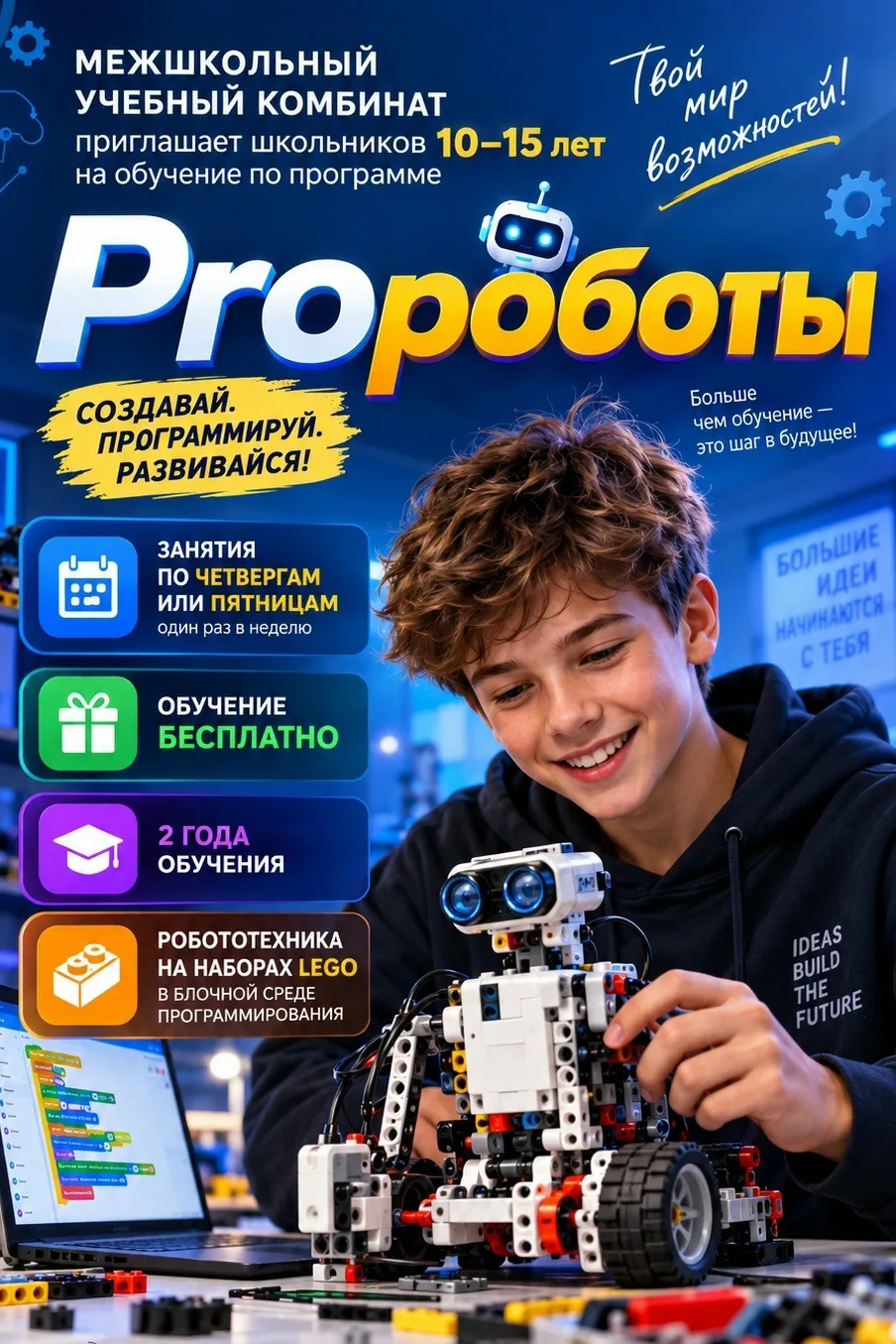 🤖 Откройте мир робототехники! Межшкольный учебный комбинат приглашает на программу "Pr...