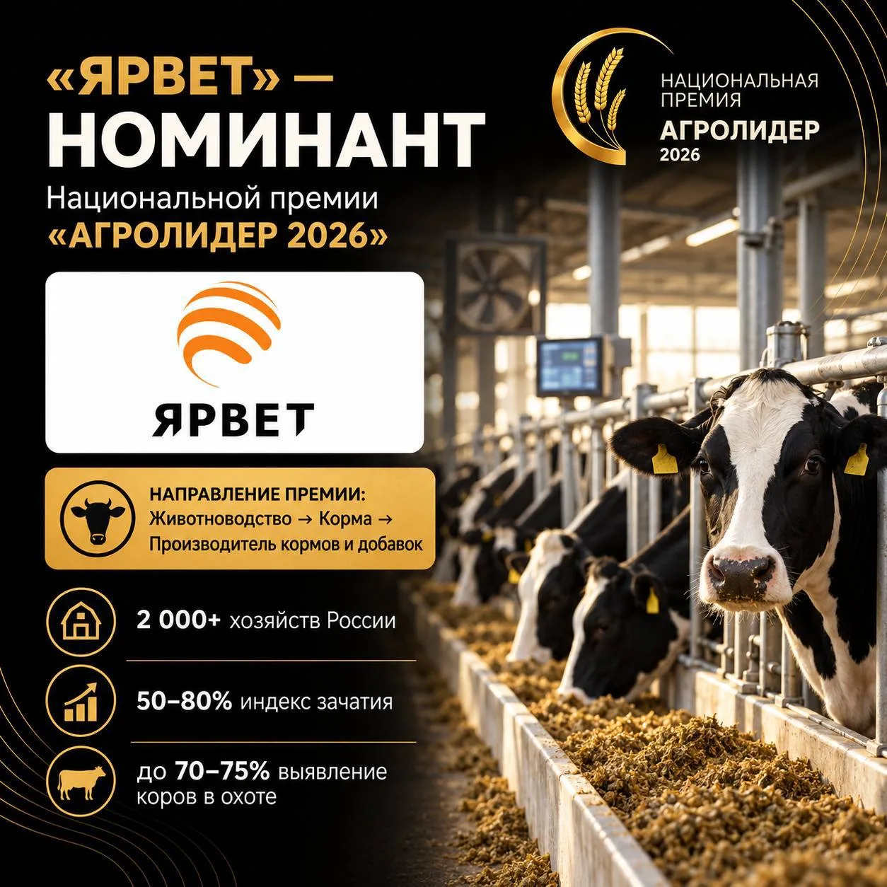ООО ТК «ЯРВЕТ» — номинант Национальной премии «АГРОЛИДЕР 2026»