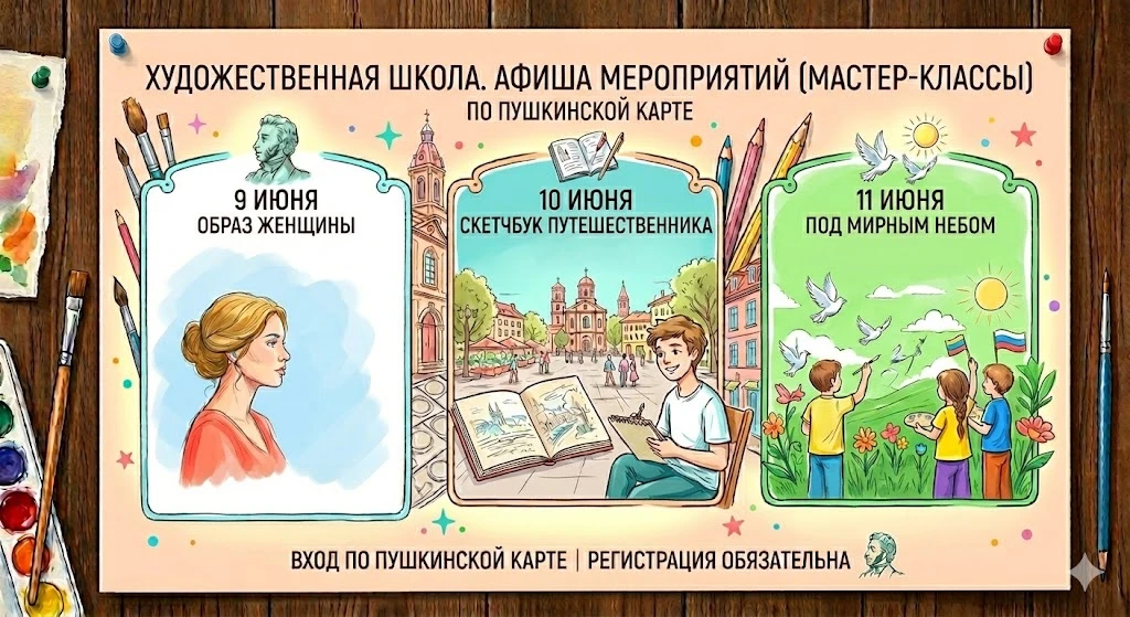 ✨ Творческое лето с Пушкинской картой! ✨

Детская художественная школа приглашает всех обладателей П