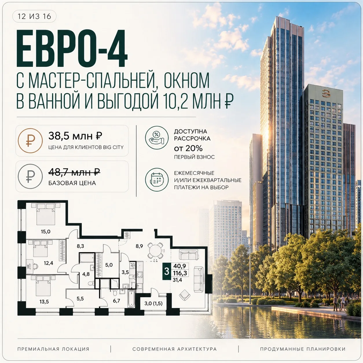 🔥 Назад в прошлое: 116 м² по цене квадратного метра из 2020 года