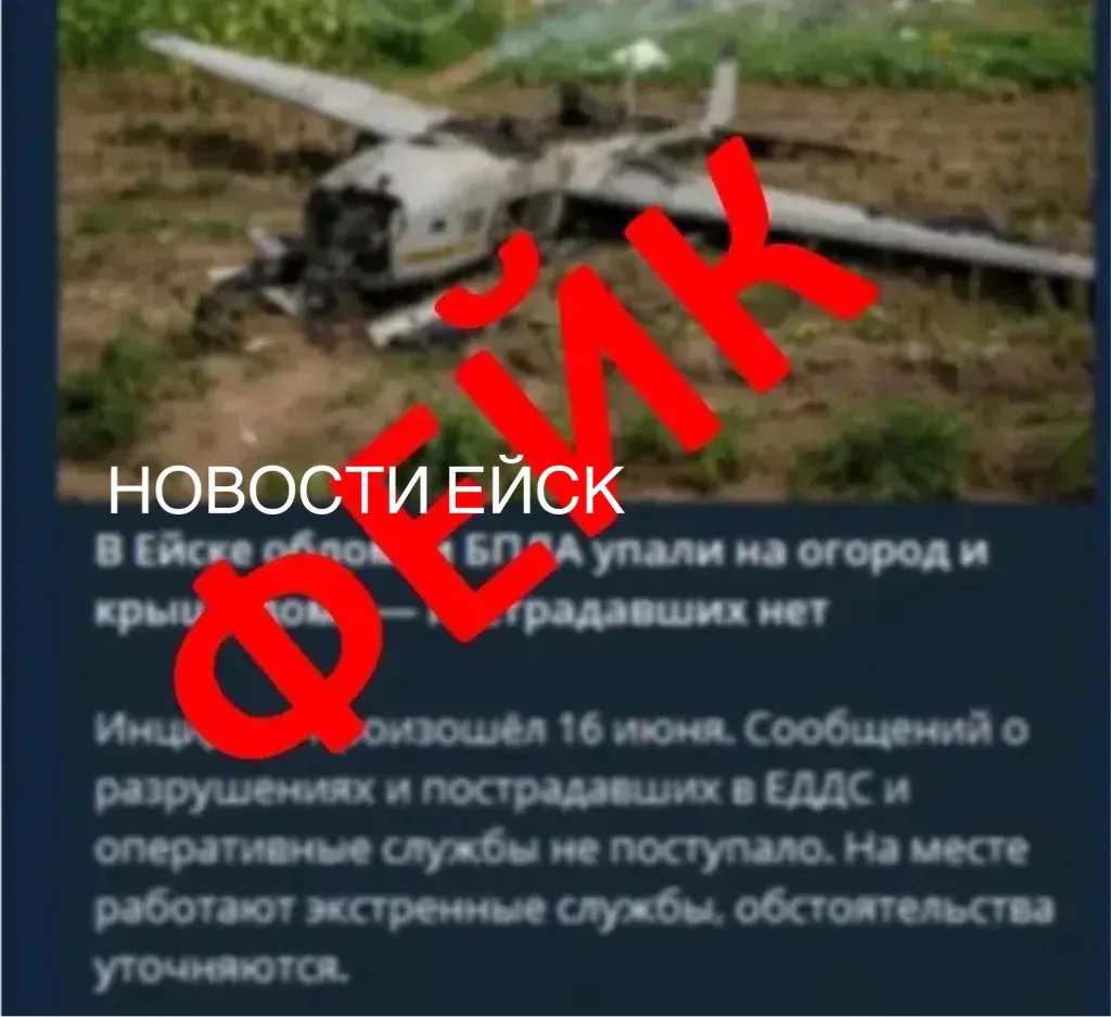 ❗️Информация о падении БПЛА в Ейске оказалась фейком