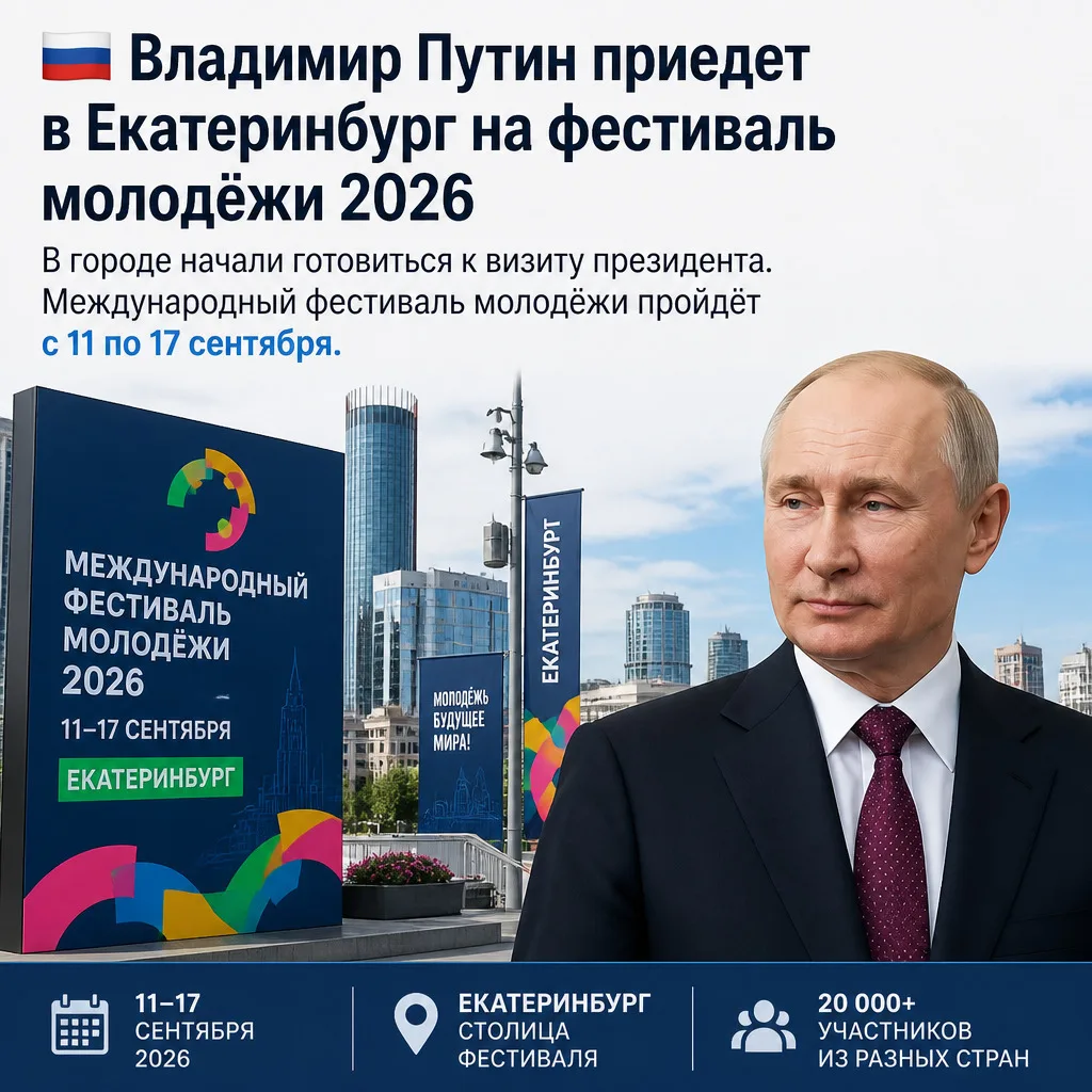🇷🇺 Владимир Путин приедет в Екатеринбург на фестиваль молодёжи
