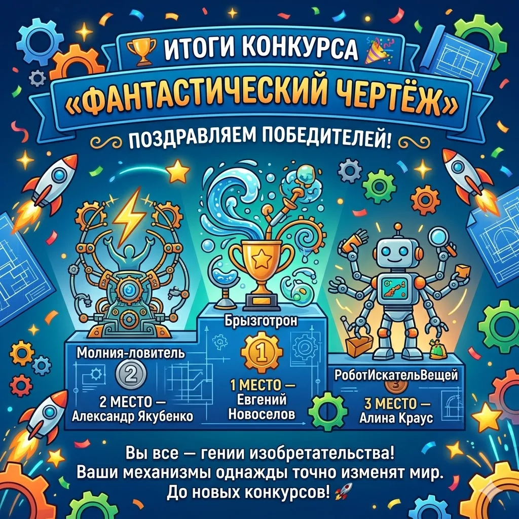 🏆 ИТОГИ КОНКУРСА «ФАНТАСТИЧЕСКИЙ ЧЕРТЁЖ» — ПОЗДРАВЛЯЕМ ПОБЕДИТЕЛЕЙ! 🎉