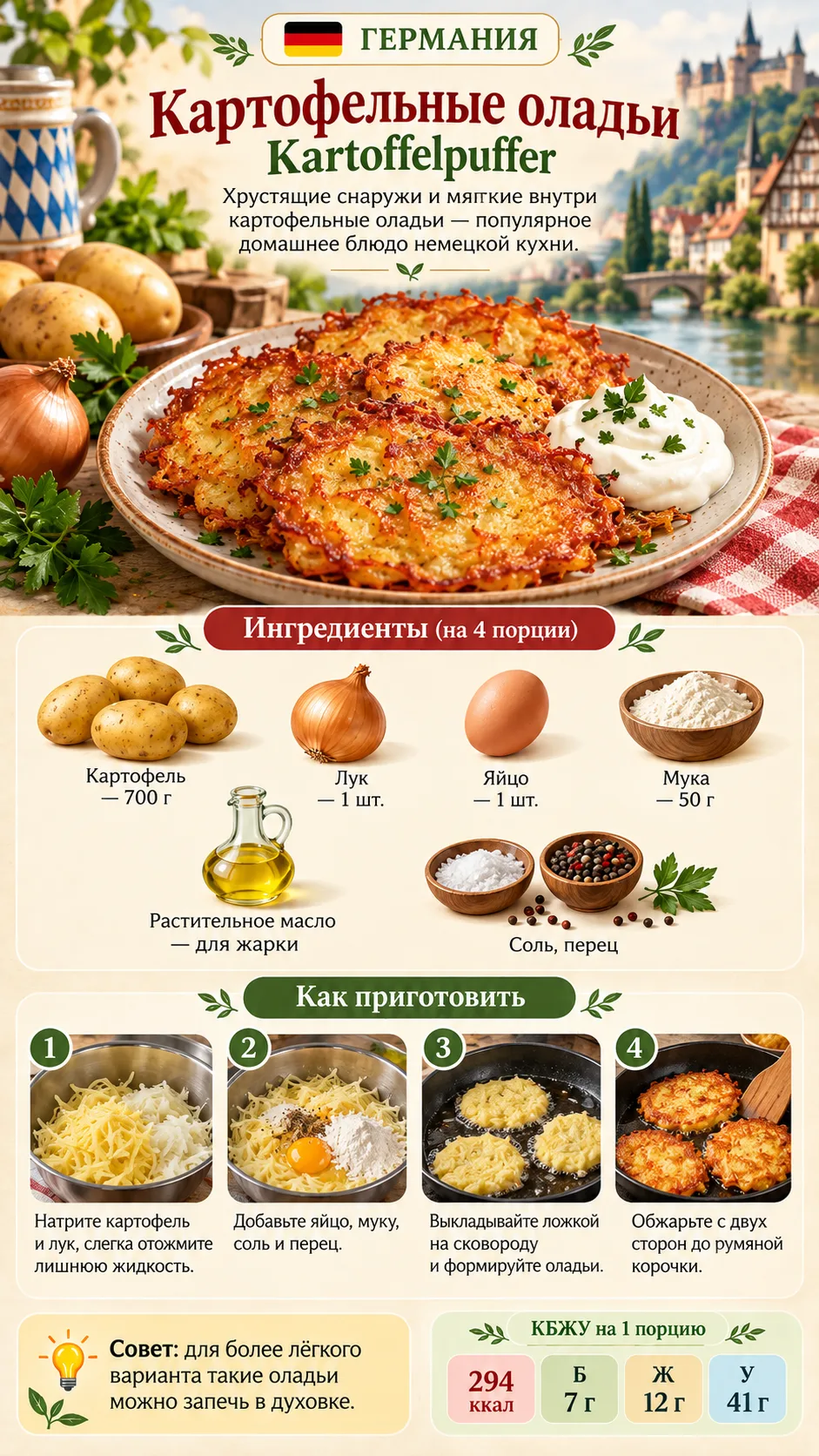 🇩🇪 Германия — картофельные оладьи Kartoffelpuffer
